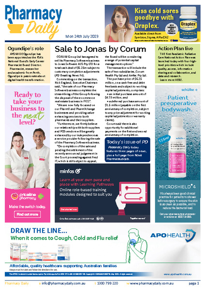 Sale to Jonas by Corum Pharmacy Daily